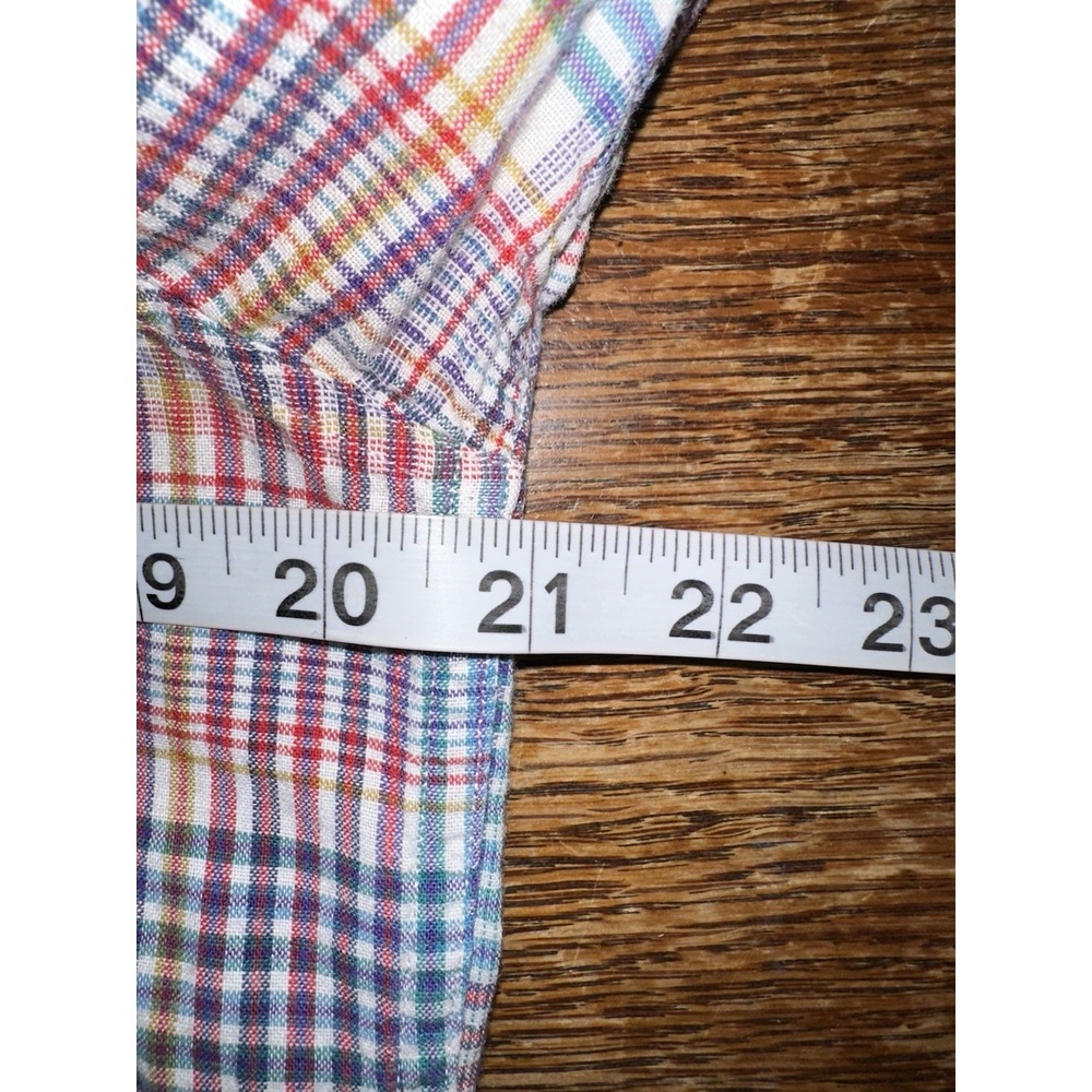 Threads Saks Fifth Avenue Button Up Shirt Medium Plaid Linen Blend Long Sleeve - Picture 6 of 7